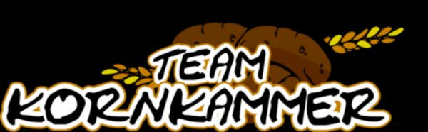 KI generiert: Das Bild zeigt ein Logo mit der Aufschrift "Team Kornkammer" vor zwei Broten und Ähren. Der Hintergrund ist schwarz und hebt das Design hervor.