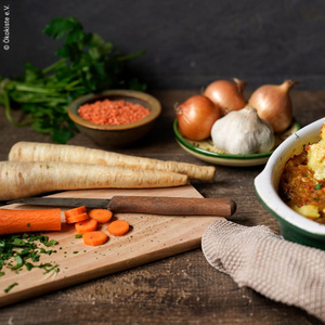 Wurzelpetersilie-Möhren-Linsen Kasserolle