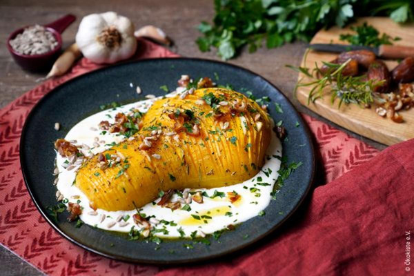 Produktfoto zu Fächer-Butternut auf Ziegenkäse (2-4 Portionen)