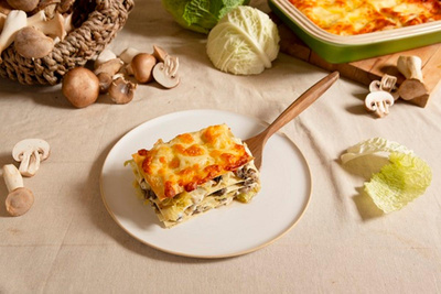 Produktfoto zu Rezept:Wirsing-Pilz-Lasagne (4 Portionen)