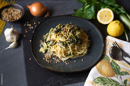 Mangold-Pasta mit Zitrone