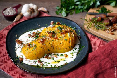 Produktfoto zu Fächer-Butternut auf Ziegenkäse (2-4 Portionen)