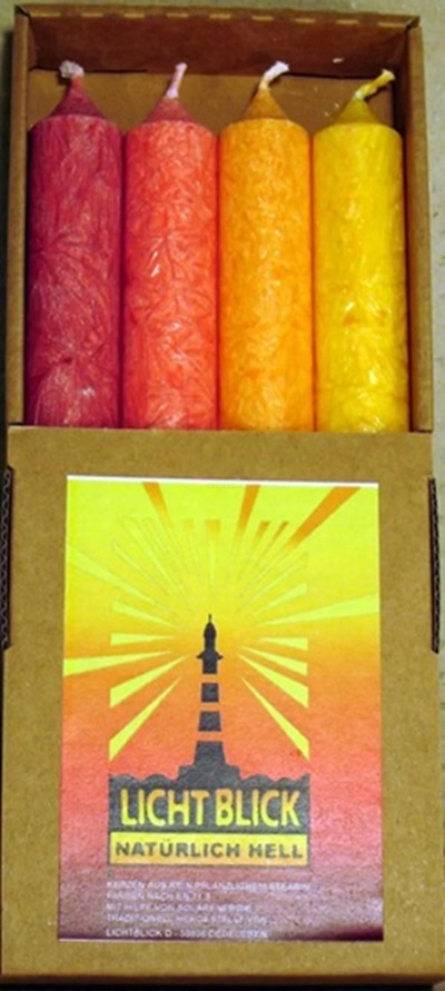 Produktfoto zu Stabkerzen Rot-Gelbtöne 4er Set