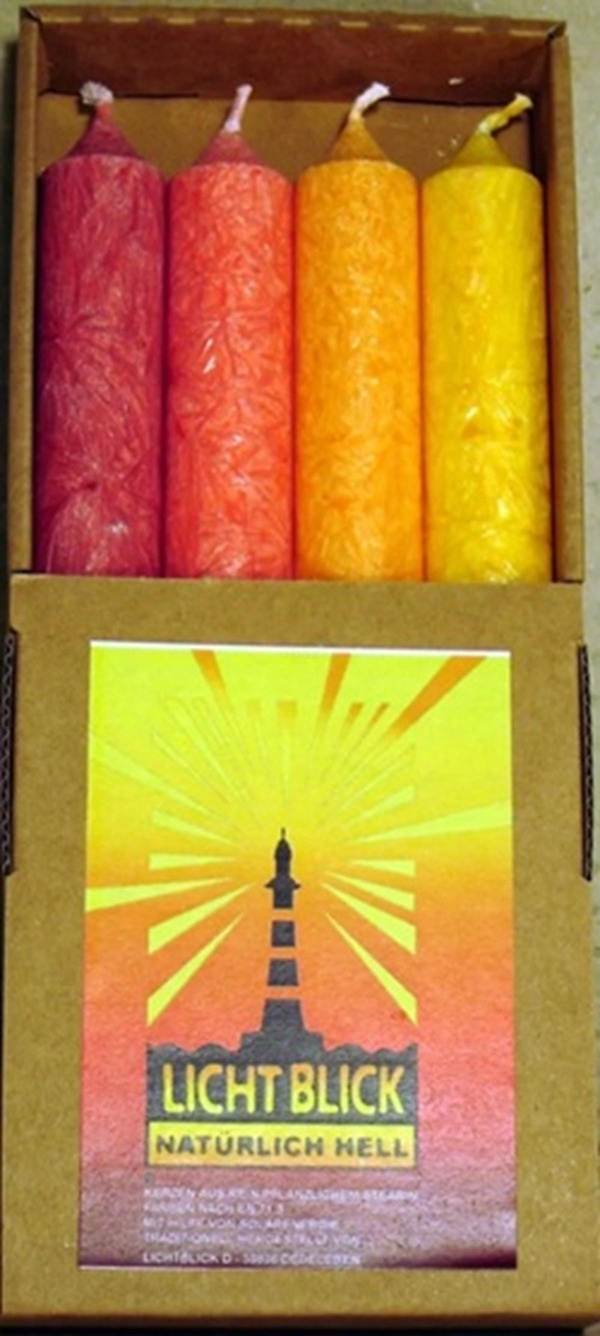 Produktfoto zu Stabkerzen Rot-Gelbtöne 4er Set