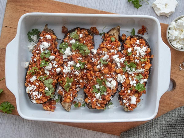 Produktfoto zu Rezept: Gefüllte Auberginen (4 Portionen)