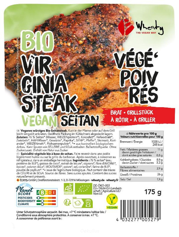 Produktfoto zu Wheaty Veganes Virginia Steak