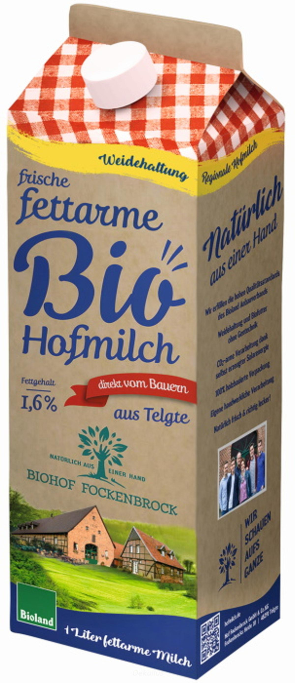 Produktfoto zu KISTE Telgter Hofmilch fettarm 1,6% (15 x 1L)